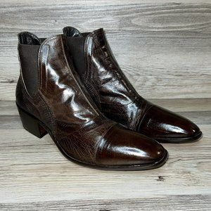 Jo Ghost Lizard Cap Toe Brown Chelsea Boot Italian Leather Men's US 8.5 EU 41.5